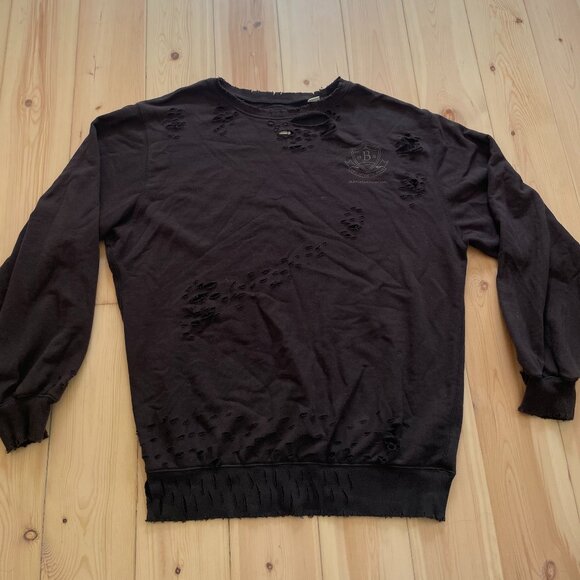 Urban Outfitters black distressed sweatshirt size XS - Picture 1 of 2